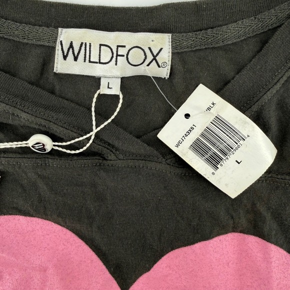 NWT WILDFOX Couture Barefoot Heart Tee Black Pink Heart Womens M Valentines - Picture 4 of 7